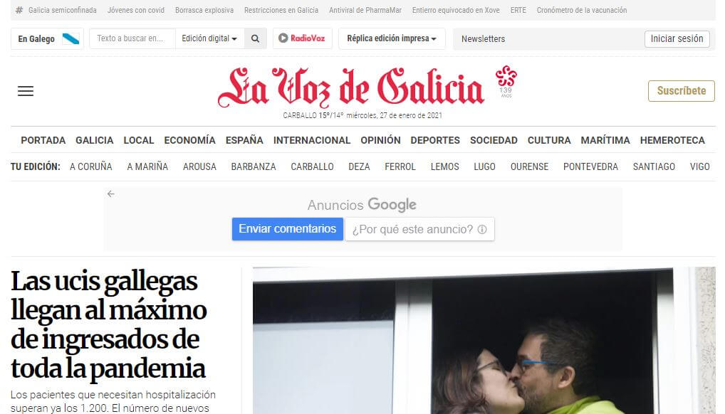 Spain newspapers 17 La Voz de Galicia website