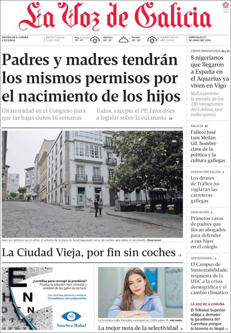 Spain newspapers 17 La Voz de Galicia