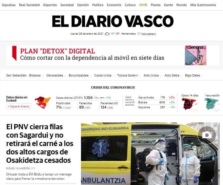 Spain newspapers 18 El Diario Vasco website