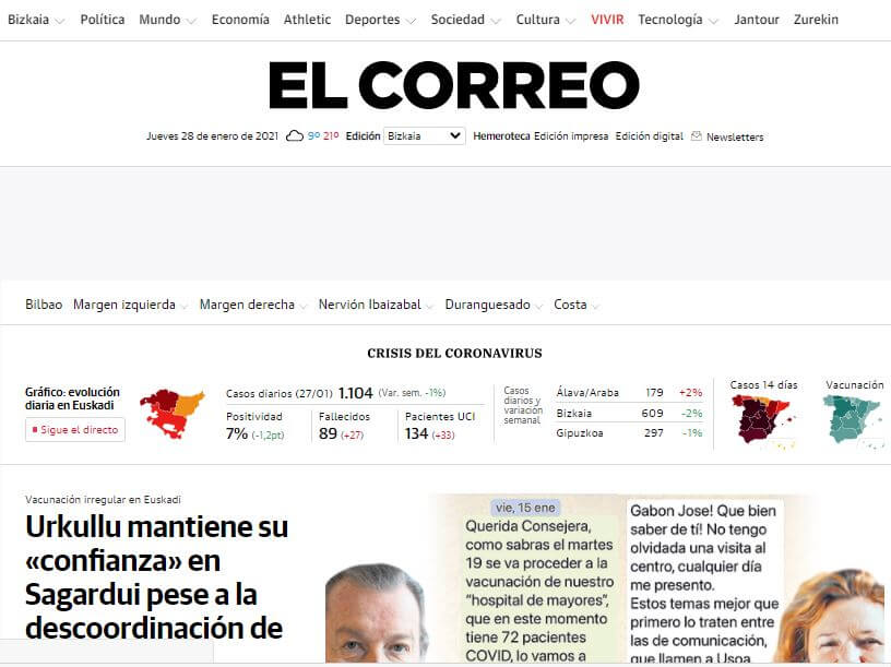 Spain newspapers 19 El Correo website
