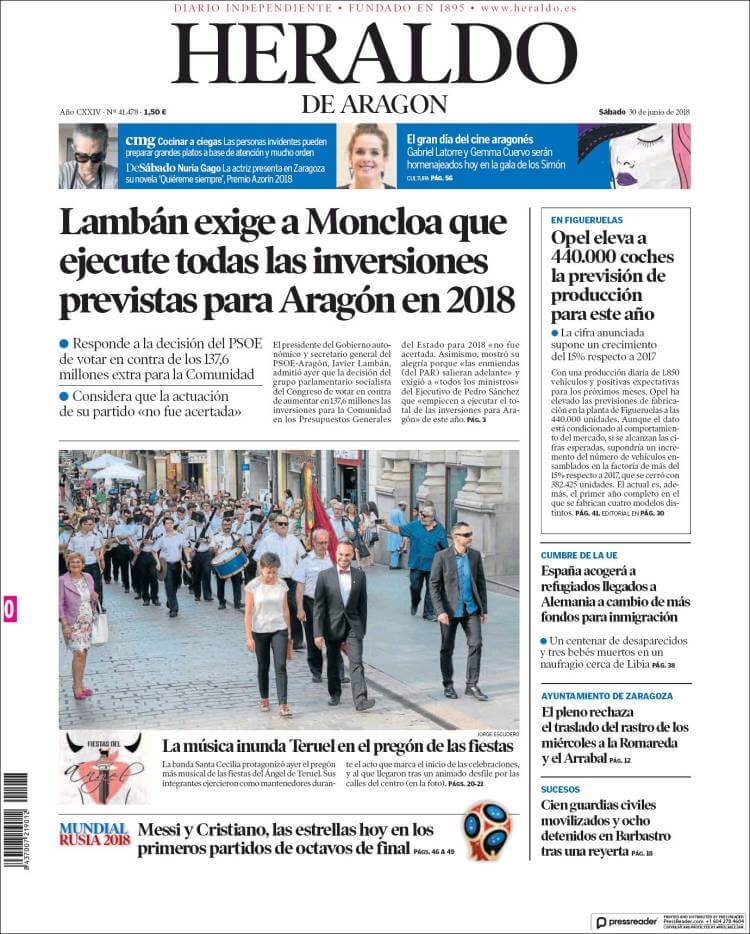 Spain newspapers 20 Heraldo de Aragon