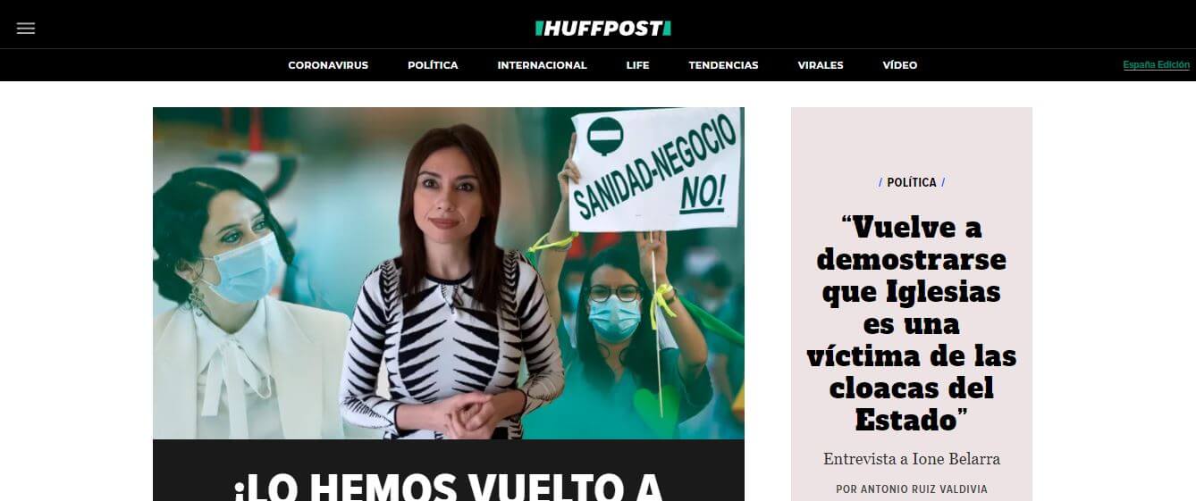 Spain newspapers 29 El Huffington post website