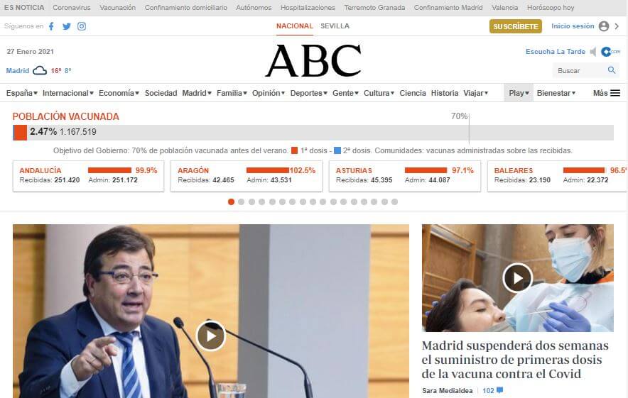 Spain newspapers 3 ABC website