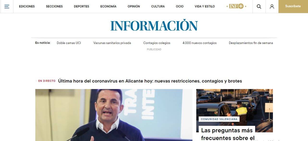Spain newspapers 36 Informacion website
