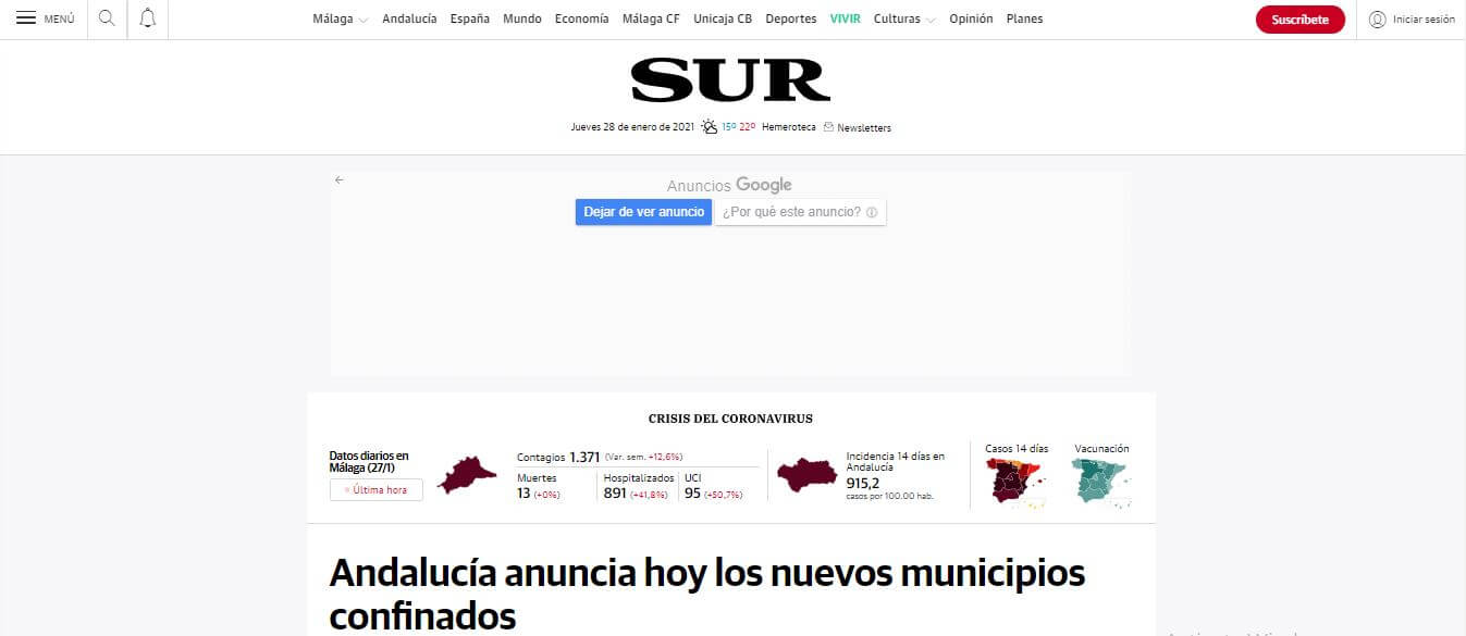 Spain newspapers 41 Diario Sur website