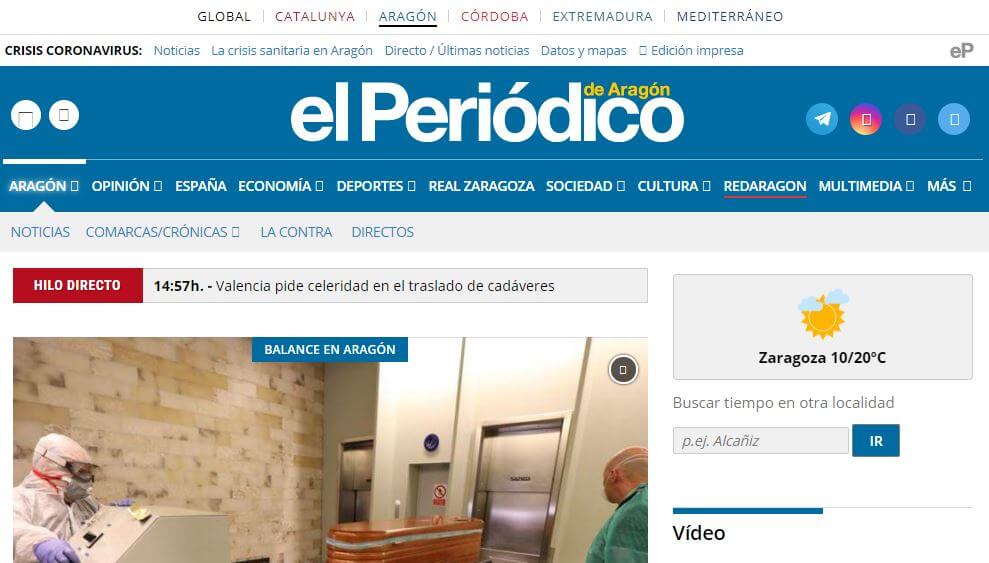 Spain newspapers 48 El Periodico de Aragon website