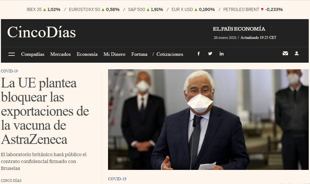 Spain newspapers 55 Cinco Dias website
