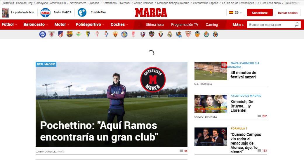 Spain newspapers 59 Marca website