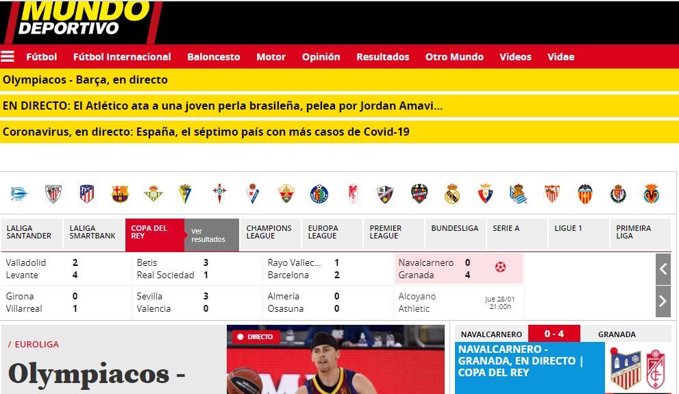 Spain newspapers 61 Mundo Deportivo website