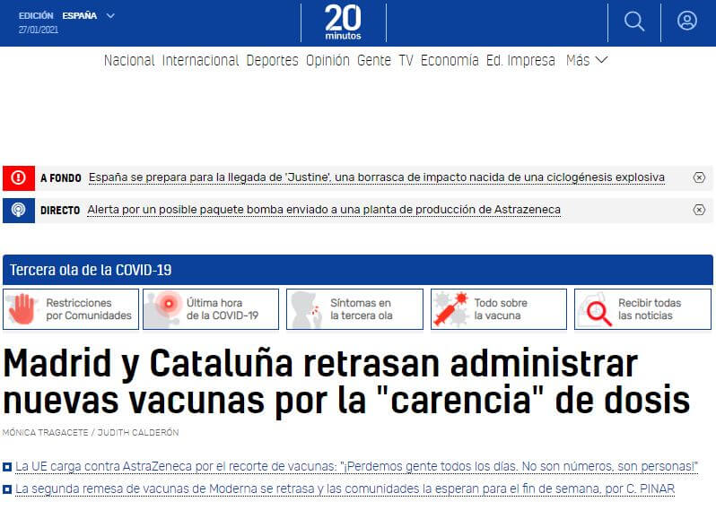 Spain newspapers 8 20 Minutos website