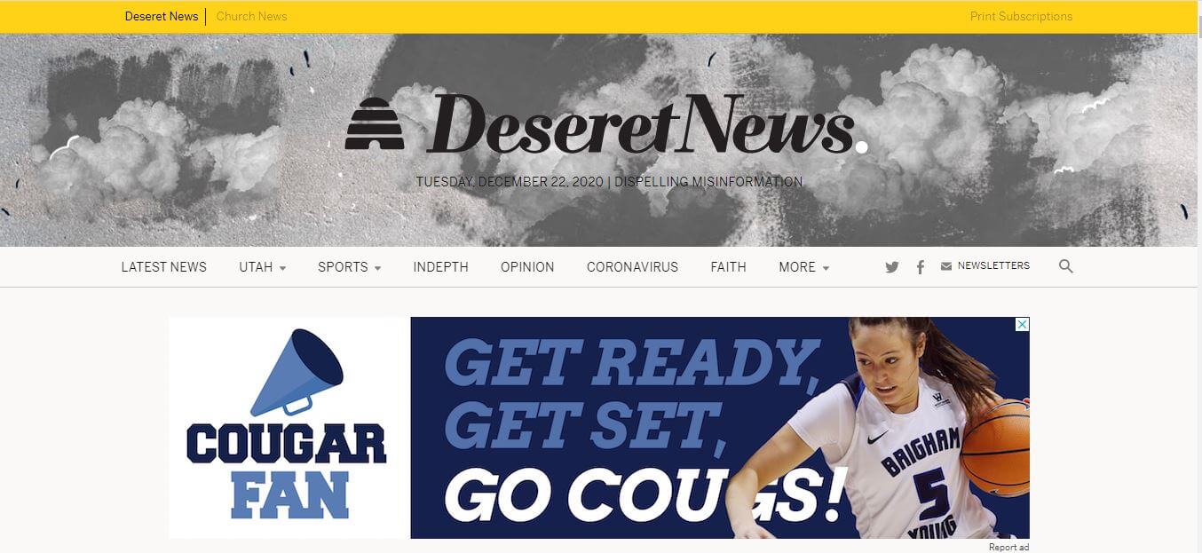 Utah Newspapers 02 Deseret News Website