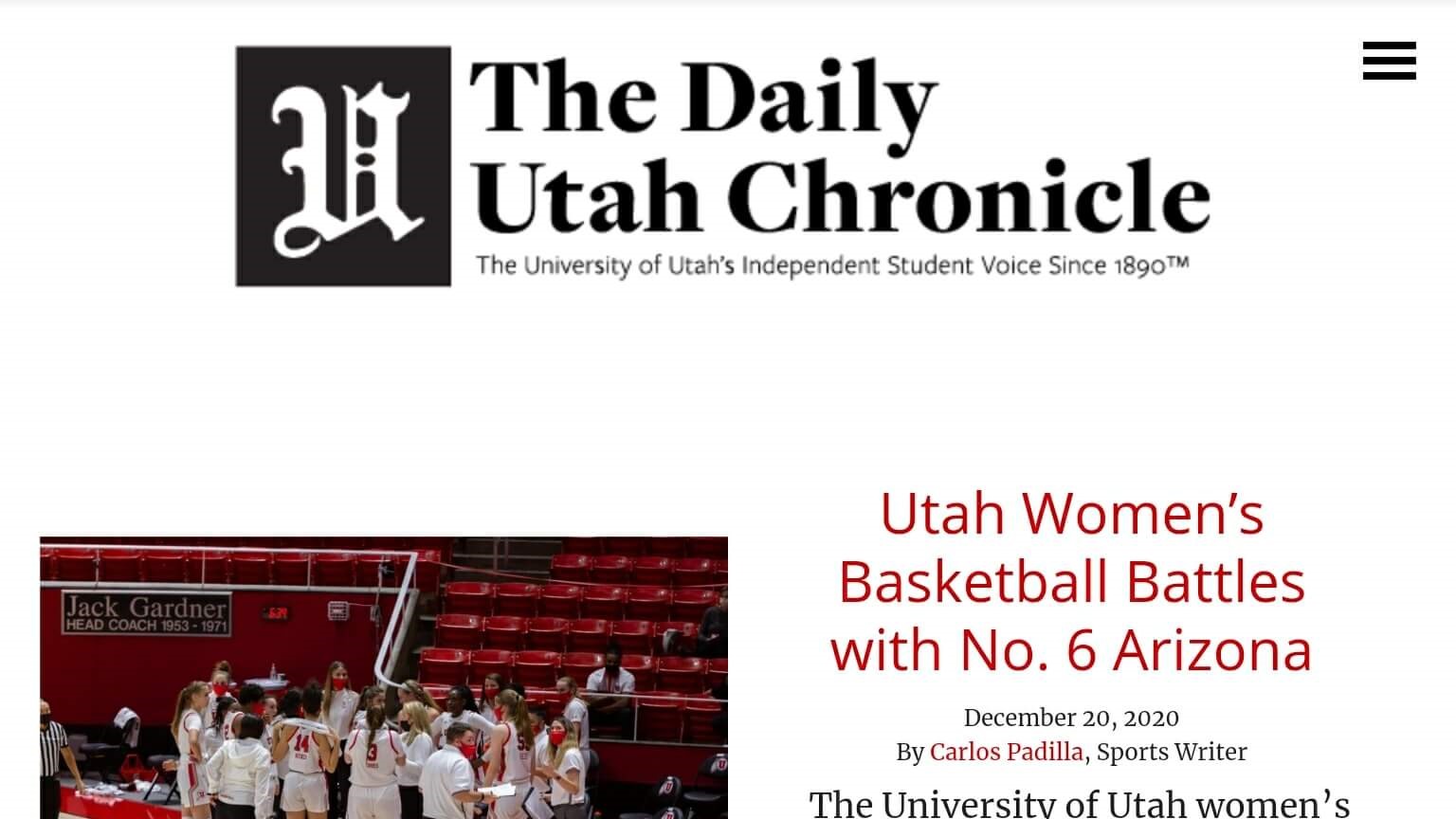 Utah Newspapers 19 The Daily Utah Chronicle Website
