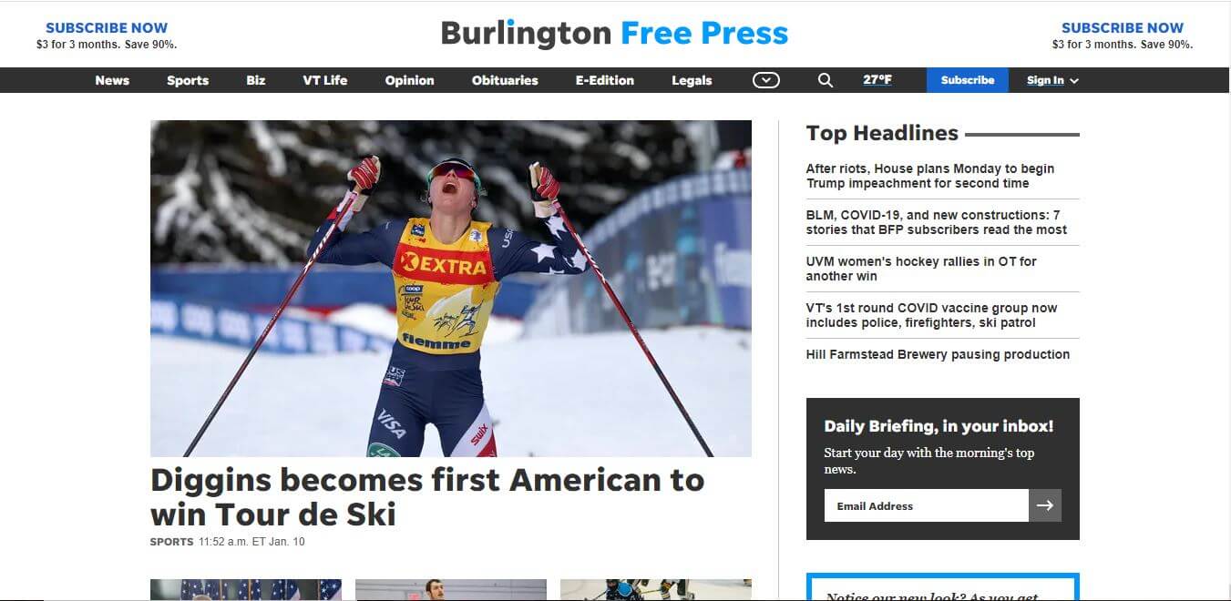 Vermont Newspapers 03 Burlington Free Press Website