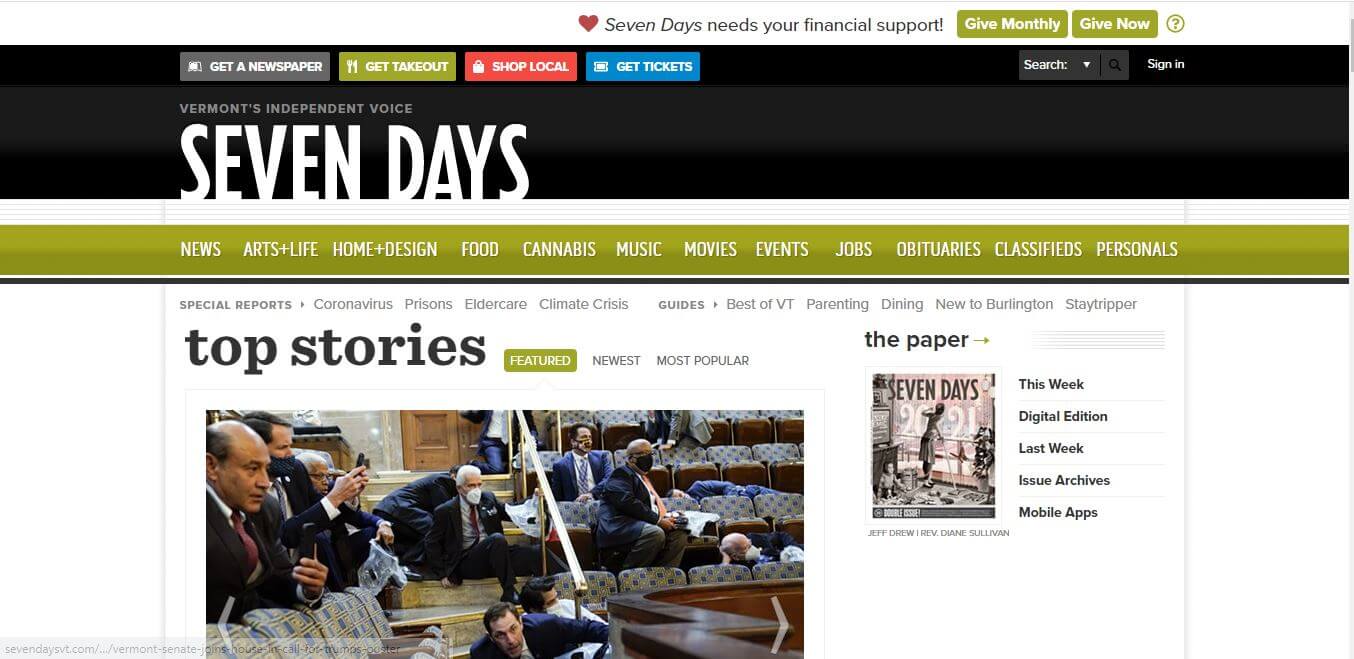 Vermont Newspapers 04 Seven Days Website