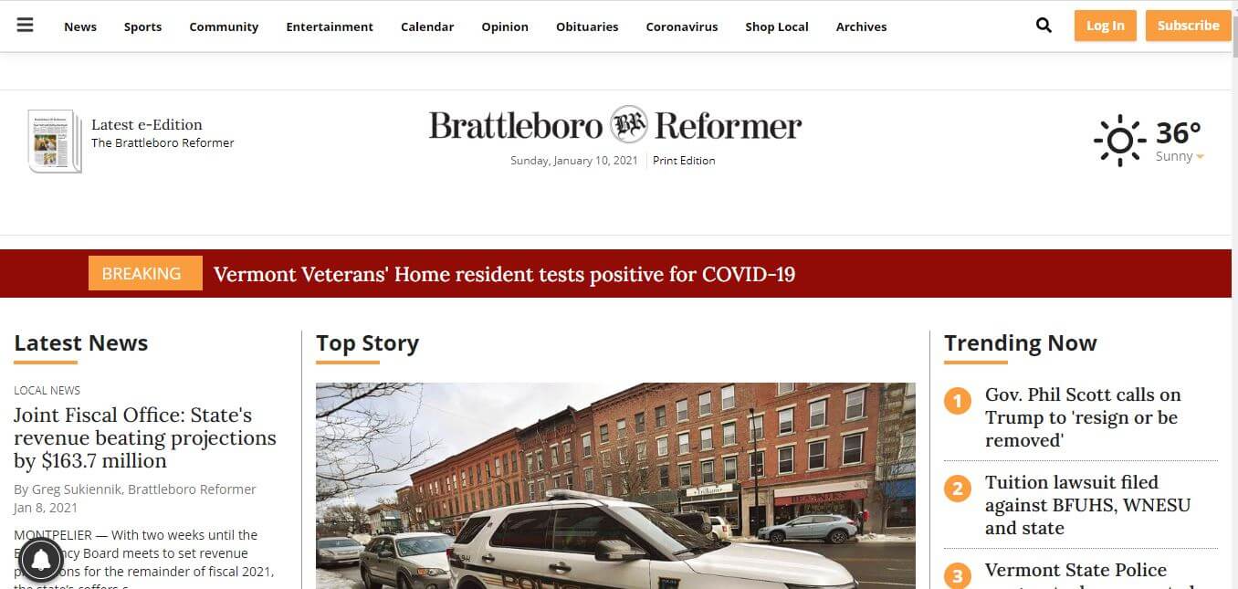 Vermont Newspapers 08 Brattleboro Reformer Argus Website