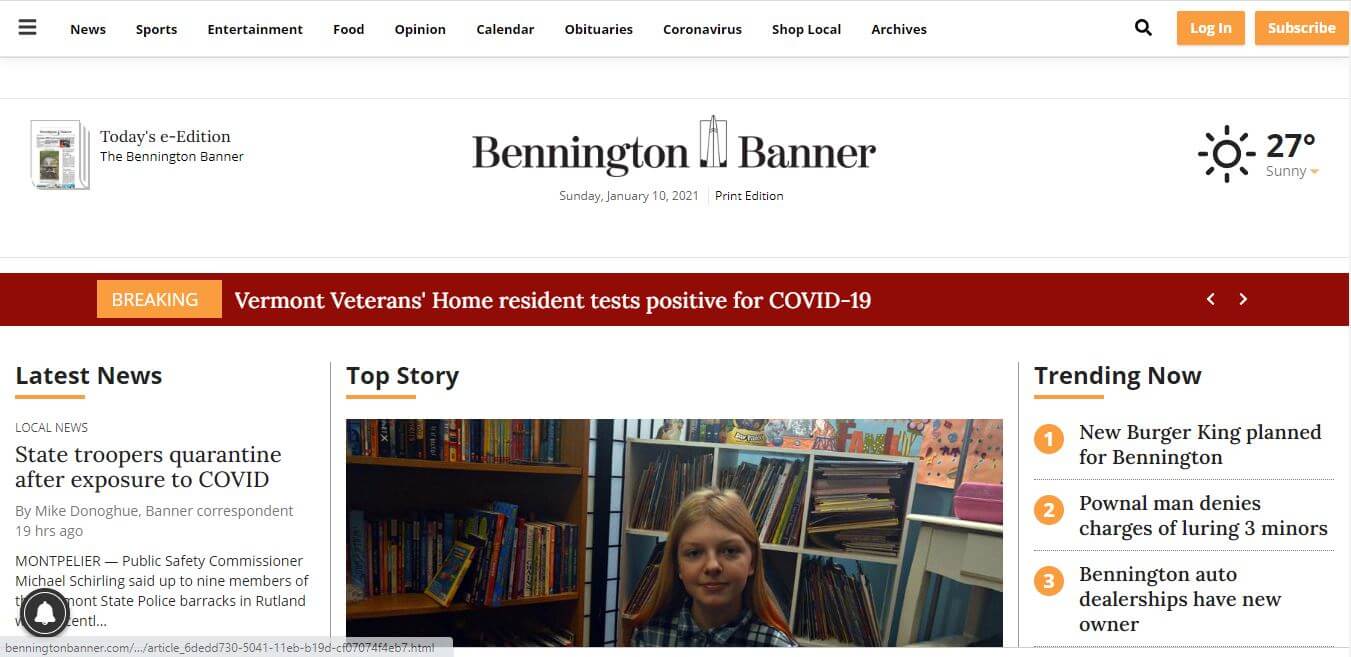 Vermont Newspapers 11 Benningtonbanner Website