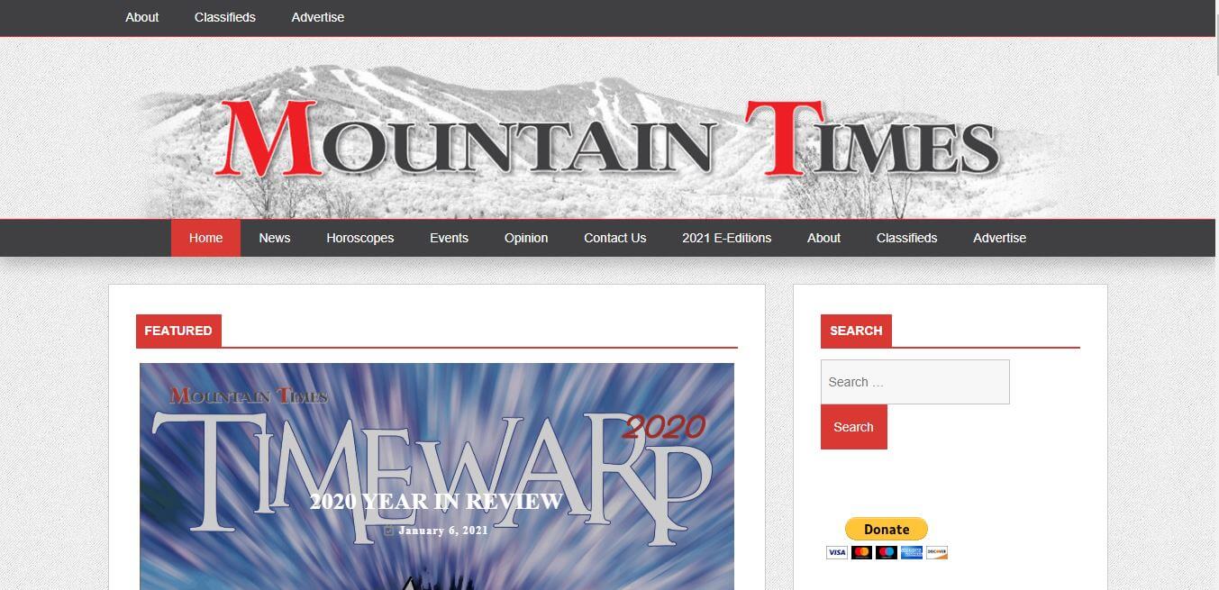 Vermont Newspapers 13 The Mountain Times Website