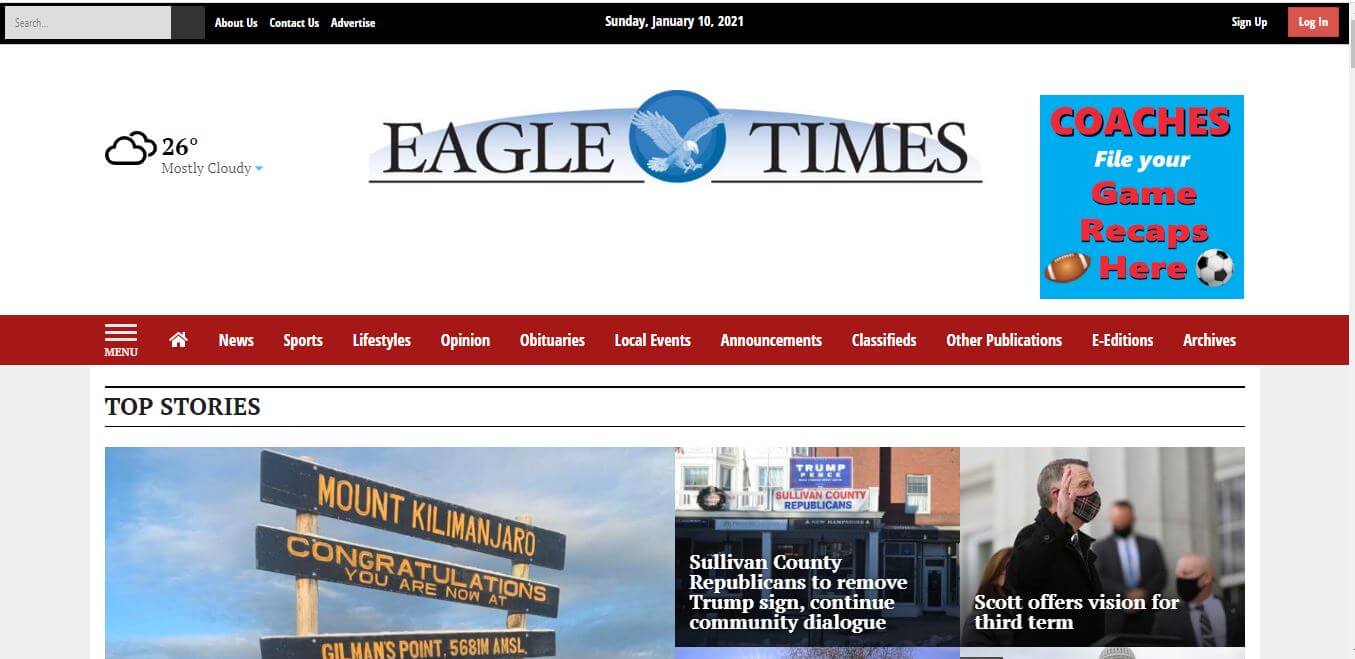 Vermont Newspapers 15 Eagle Times Website