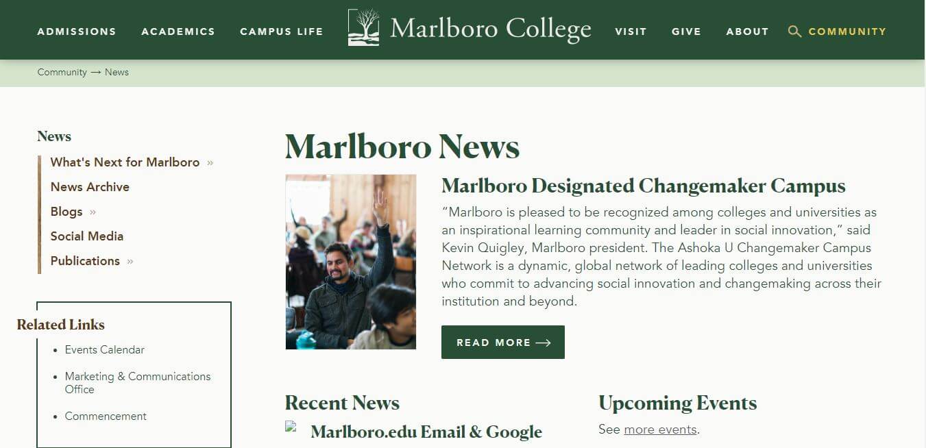Vermont Newspapers 17 Marlboro College News Website
