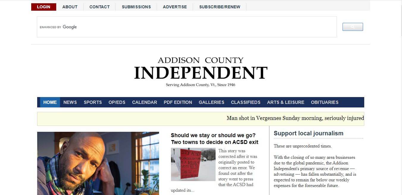 Vermont Newspapers 21 Addison County Independent Website