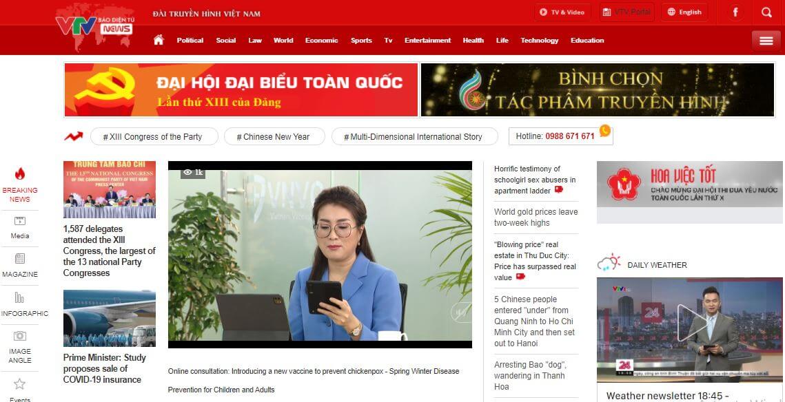 Vietnam Newspapers 2 VTV website