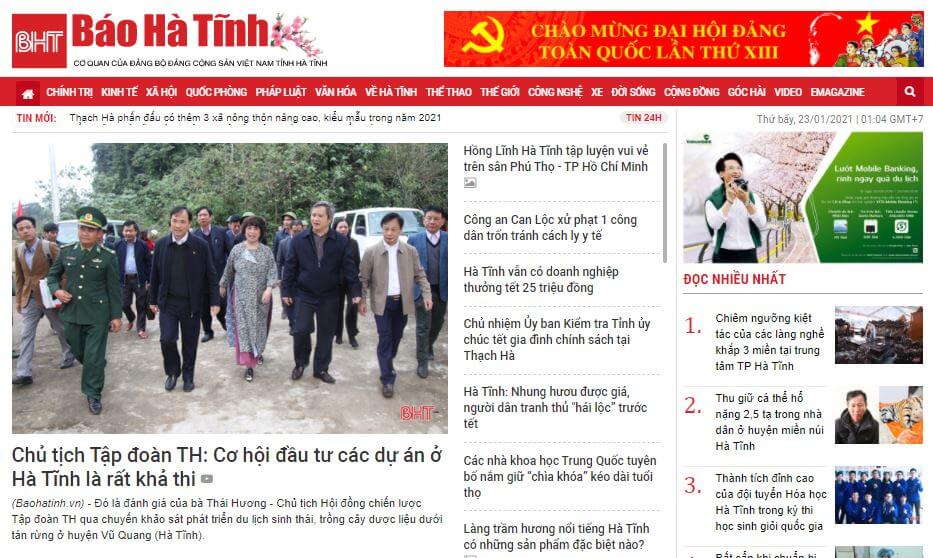 Vietnam Newspapers 25 Bao Ha Tinh website