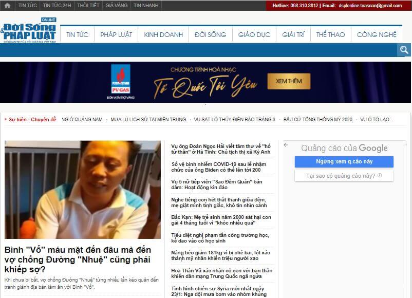 Vietnam Newspapers 29 Doi song phap luat‎‎ website