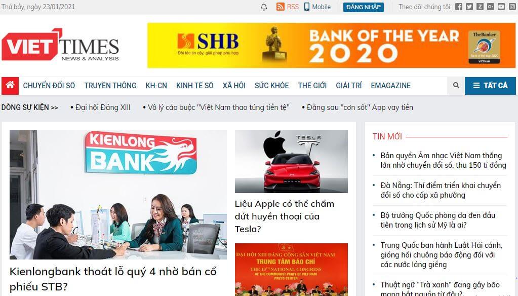 Vietnam Newspapers 33 ‎Viet Times‎‎ website