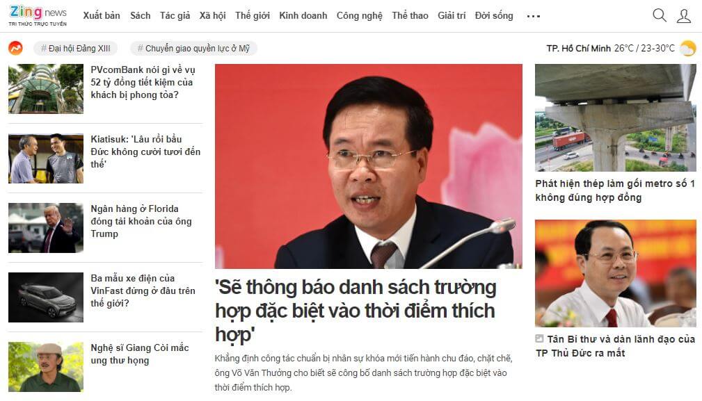 Vietnam Newspapers 4 Zing News‎ website