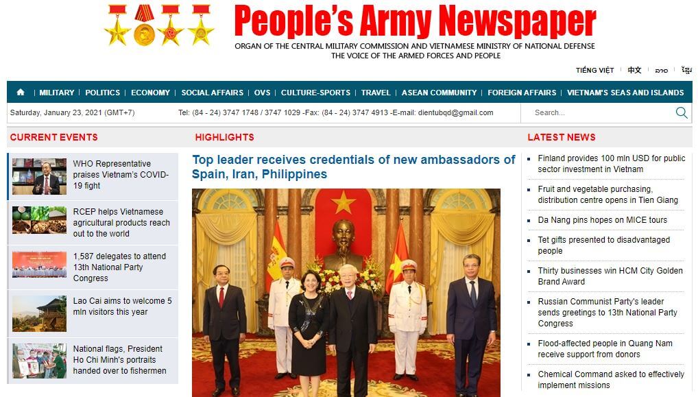 Vietnam Newspapers 45 Quan Doi Nhan Dan english website