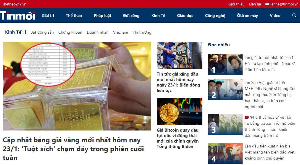 Vietnam Newspapers 48 Kinh doanh Tinmoi website