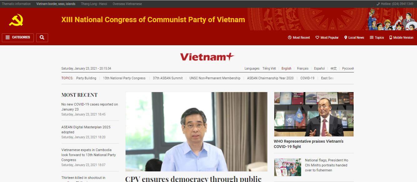 Vietnam Newspapers 54 VietnamPlus website