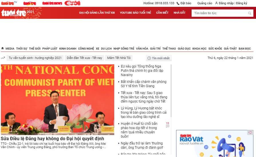 Vietnam Newspapers 8 Tuoi Tre website