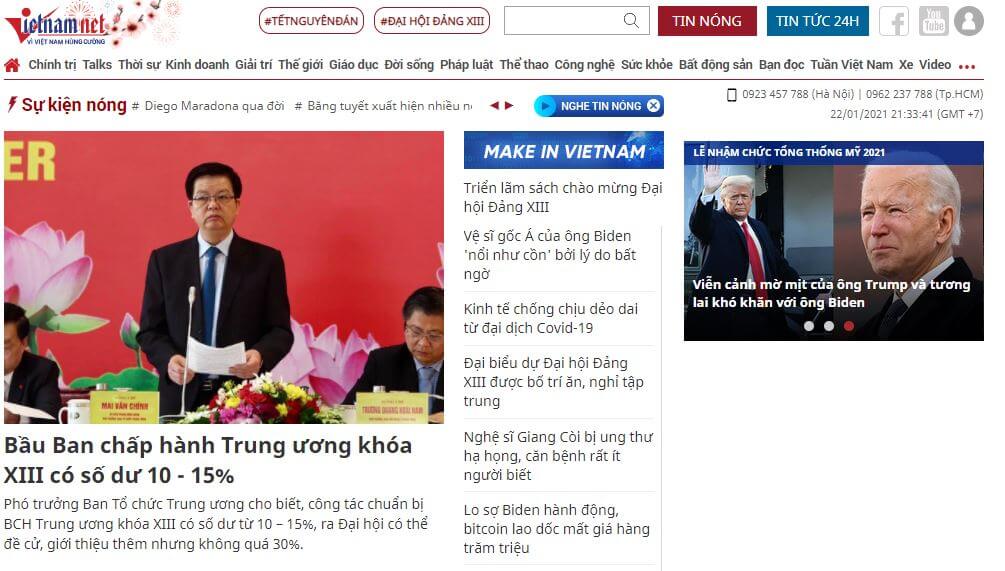 Vietnam Newspapers 9 Vietnam Net website
