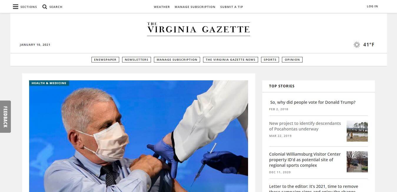 Virginia Newspapers 10 The Virginia Gazette Website