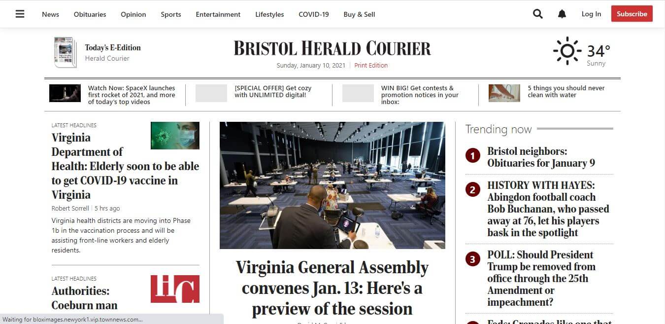Virginia Newspapers 16 Bristol Herald Courier Website