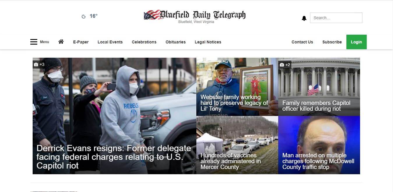 Virginia Newspapers 28 Bluefiel Daily Telegraph Website