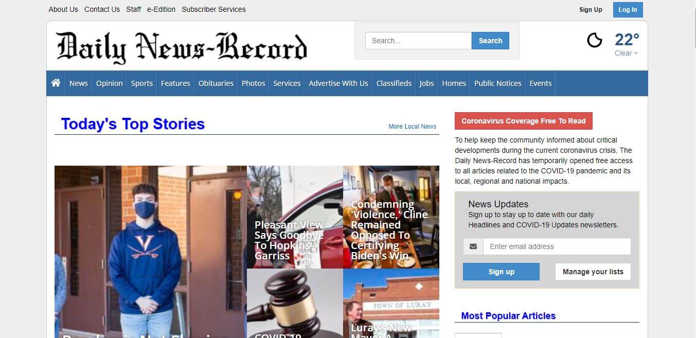 Virginia Newspapers 29 Daily News Record Website