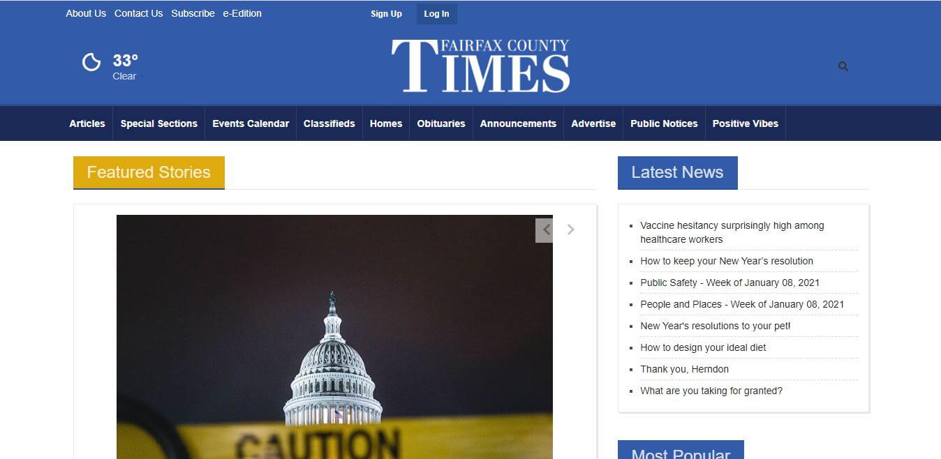 Virginia Newspapers 36 Fairfax County Times Website