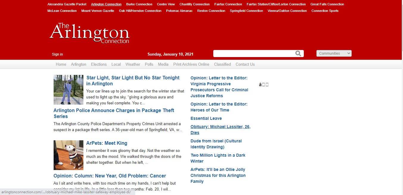 Virginia Newspapers 43 The Arlington Connection Website
