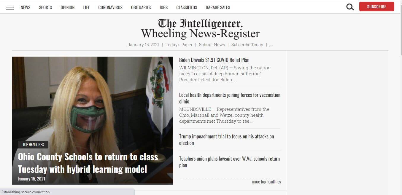 West Virginia Newspapers 03 The Intelligencer Wheeling News Register Website