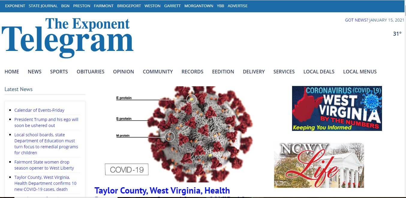 West Virginia Newspapers 05 Clarksburg Exponent Telegram Website