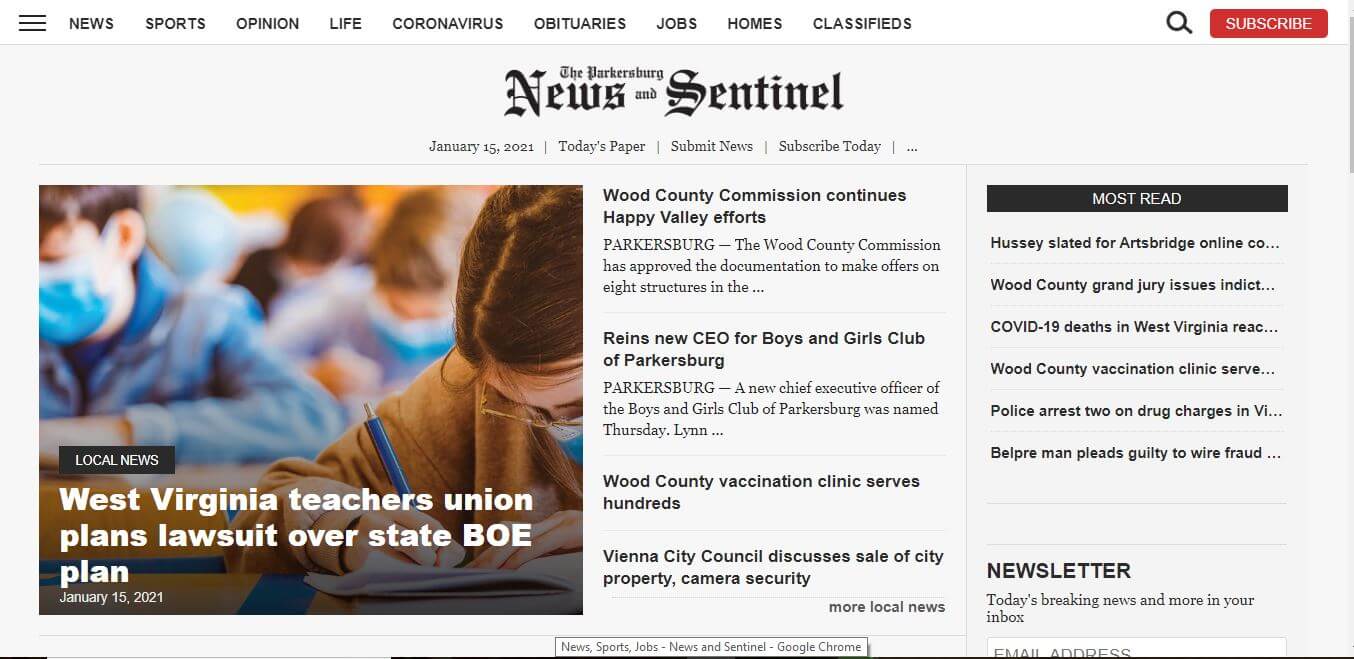 West Virginia Newspapers 15 The Parkersburg News and Sentinel Website