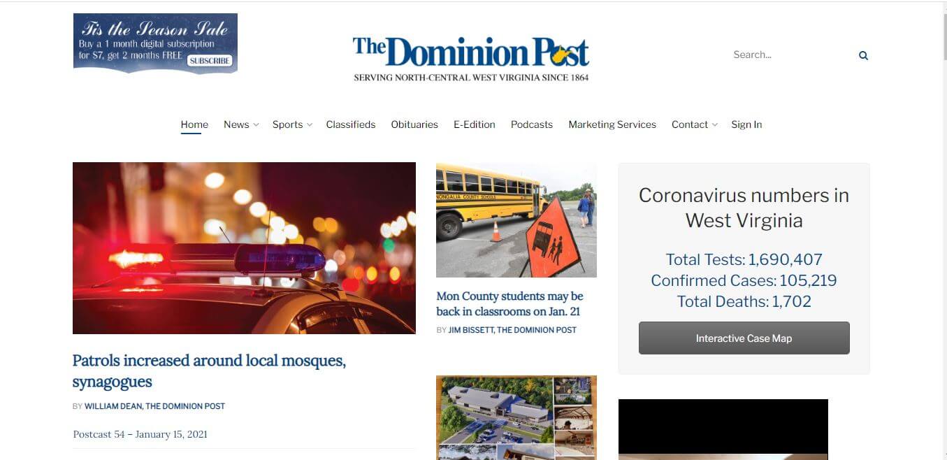 West Virginia Newspapers 20 Morgantown Dominion Post Website