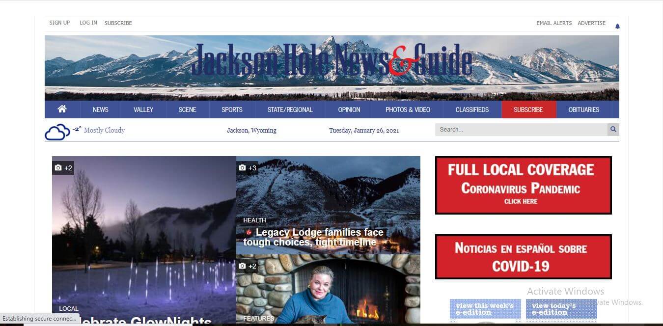 Wyoming Newspapers 02 Jackson Hole News Guide Website