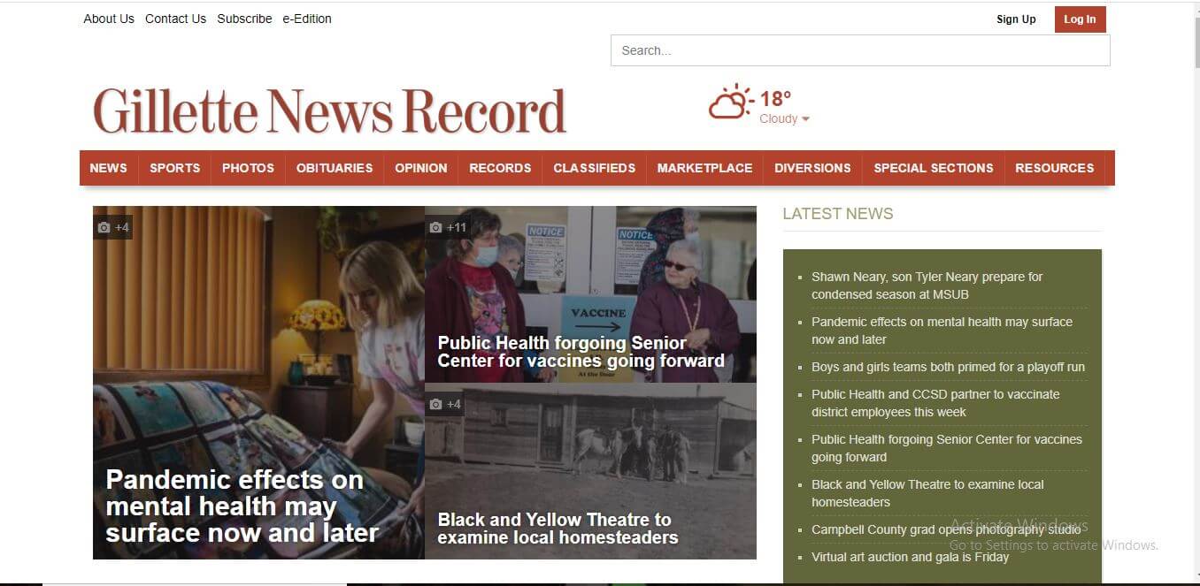 Wyoming Newspapers 06 Gillette News Record Website