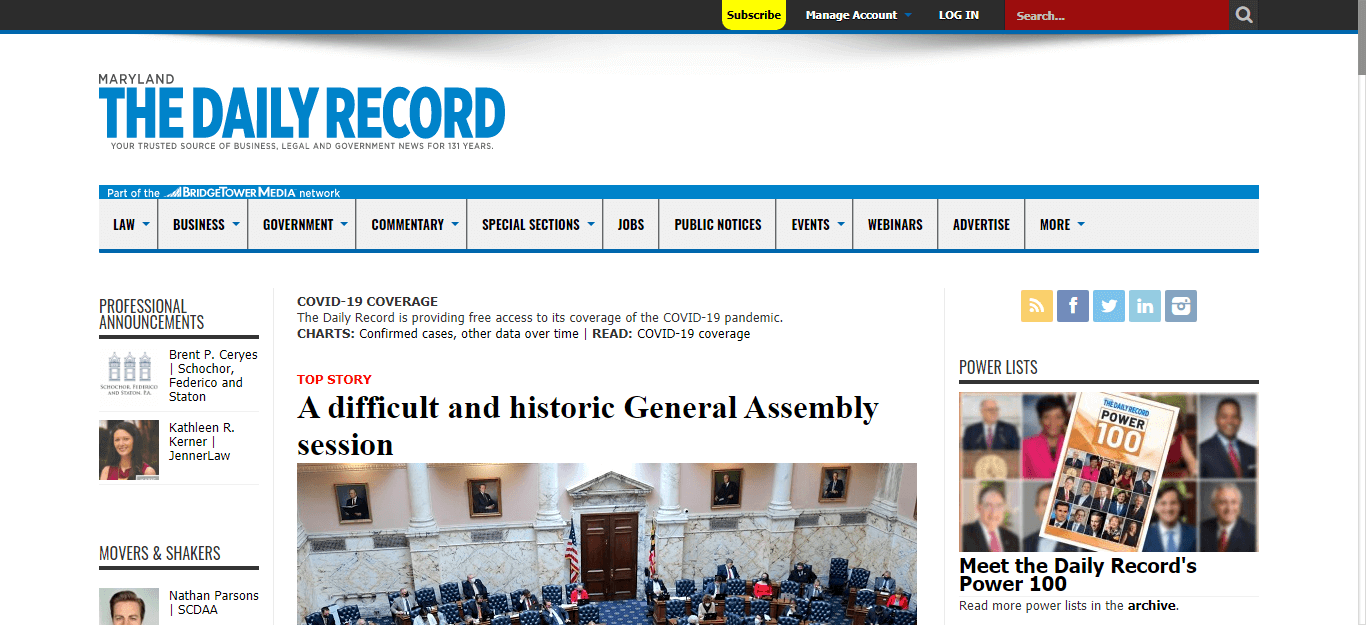 Baltimore Newspapers 02 Daily Record website