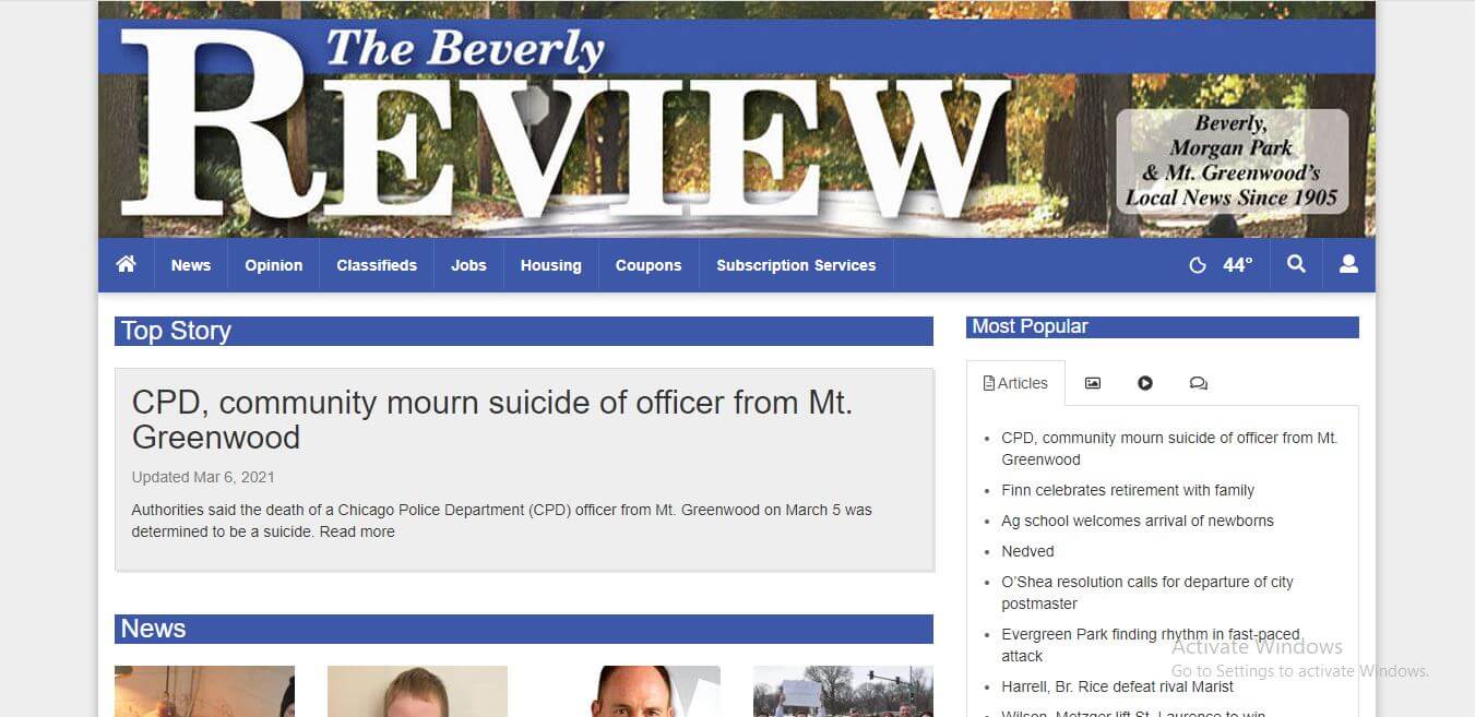 Chicago Newspapers 21 Beverly Review Website