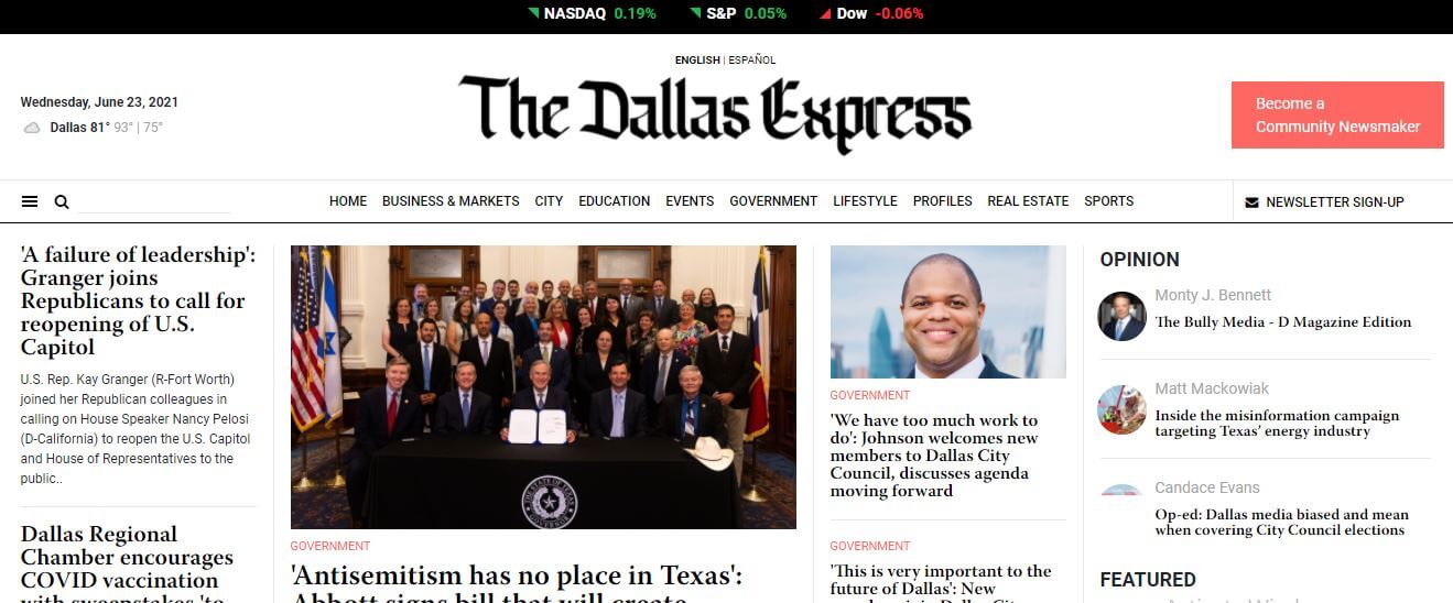 Dallas newspapers 13 Dallas Express website
