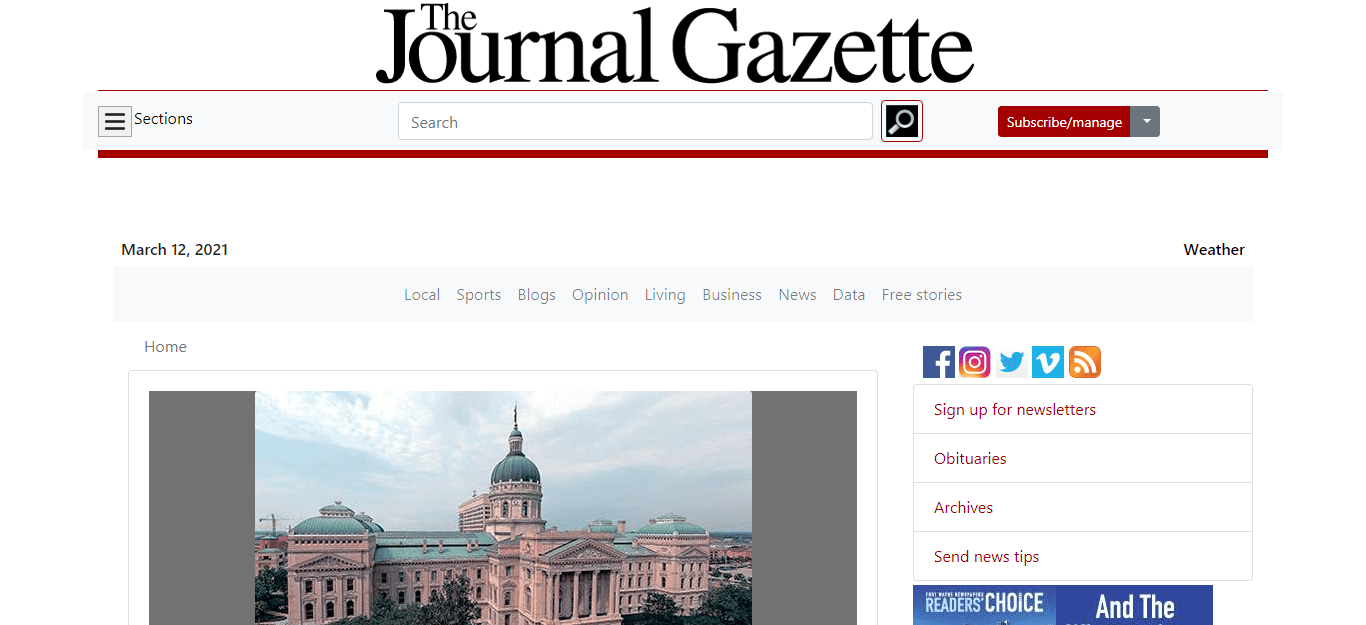 Fort Wayne Newspapers 01 Journal Gazette website